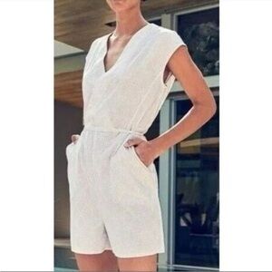 NWOT Athleta Marlow Printed Romper in a Pearl White Python (snakeskin) print.